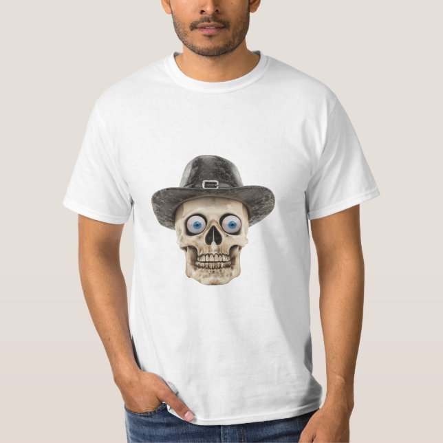 Creepy Cute Skull Wearing Hat T-Shirt (Vorderseite)