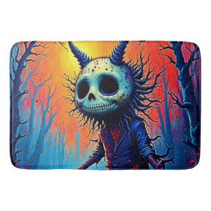 Creepy Dämon in spöttischem Holzdesign Badematte
