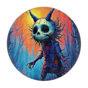 Creepy Dämon in spöttischem Holzdesign Schneidebrett