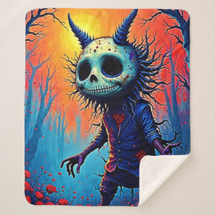 Creepy Dämon in spöttischem Holzdesign Sherpadecke