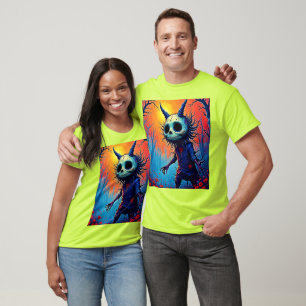 Creepy Dämon in spöttischem Holzdesign T-Shirt