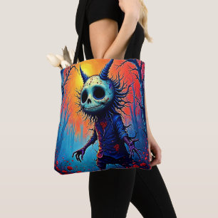 Creepy Dämon in spöttischem Holzdesign Tasche