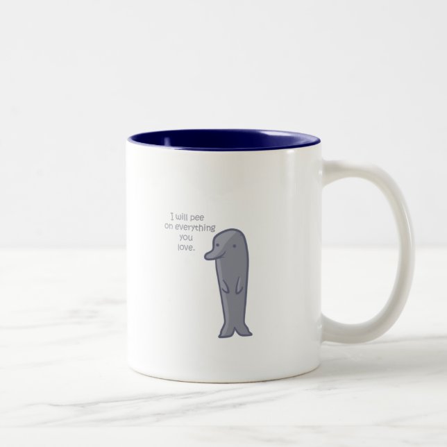Creepy Delphin-Tasse Zweifarbige Tasse (Rechts)