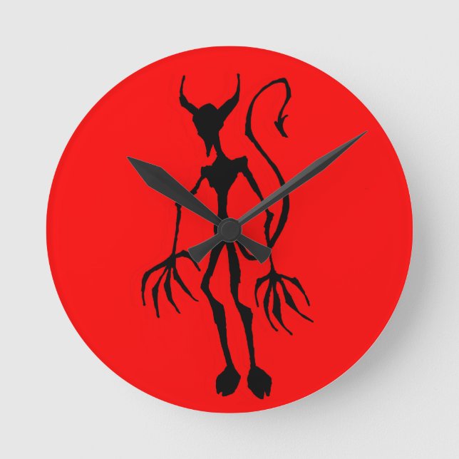 Creepy Devil Stick Figure Runde Wanduhr (Vorderseite)