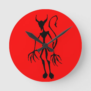 Creepy Devil Stick Figure Runde Wanduhr