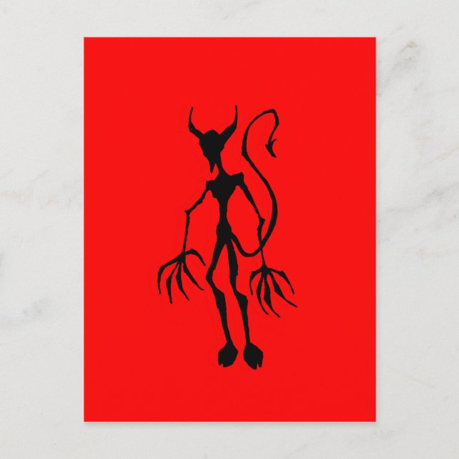 Creepy Devil Strichmännchen Postkarte (Vorderseite)