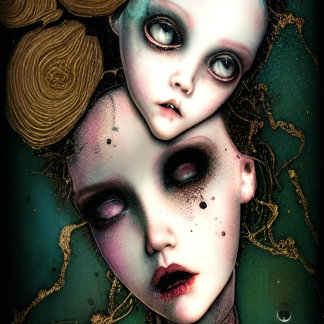 Creepy Doll Heads Horror Art Kissen