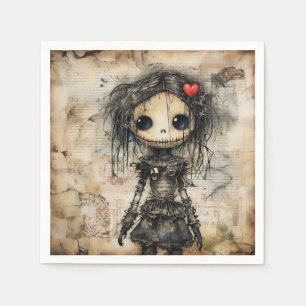 Creepy Doll mit Herz in der Luft Serviette