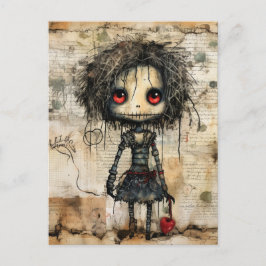 Creepy Doll mit Herz Postkarte