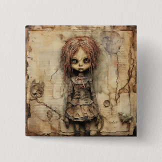 Creepy Doll mit rosa Bow Button