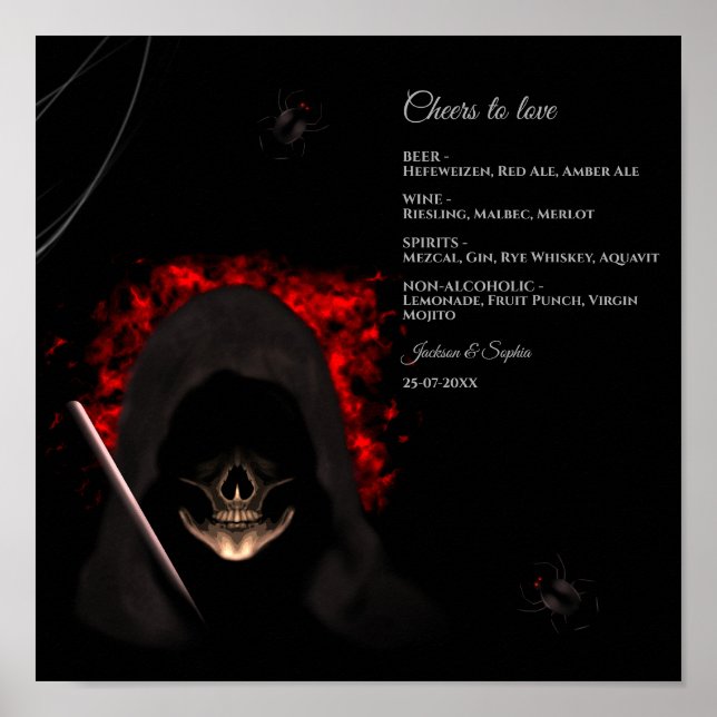 Creepy dunkelmoody Gothic Tower Drinks Menü-Zeiche Poster (Vorne)