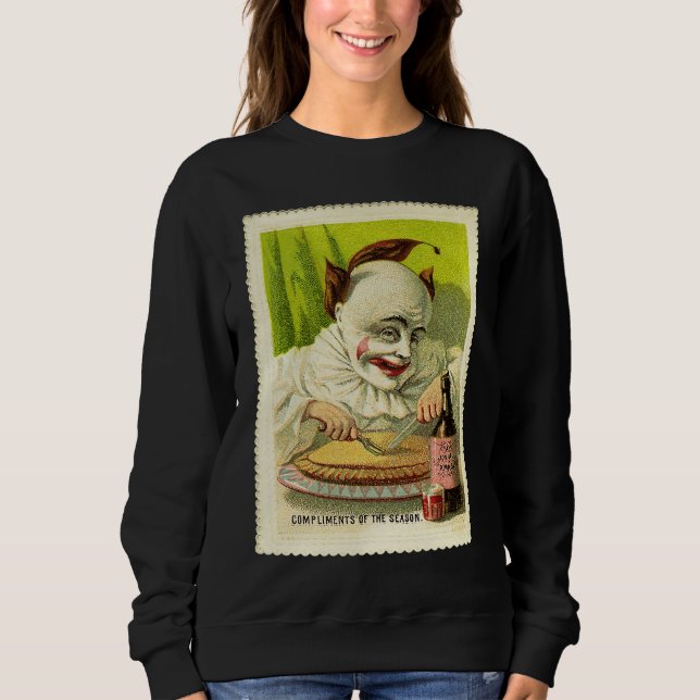 Creepy Evil Victorian Clown Christmas Greeting Sweatshirt (Vorderseite)