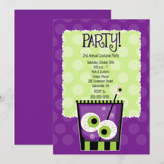 Creepy Eye Cocktail Adult Kostüm Party Einladung (Vorne/Hinten)