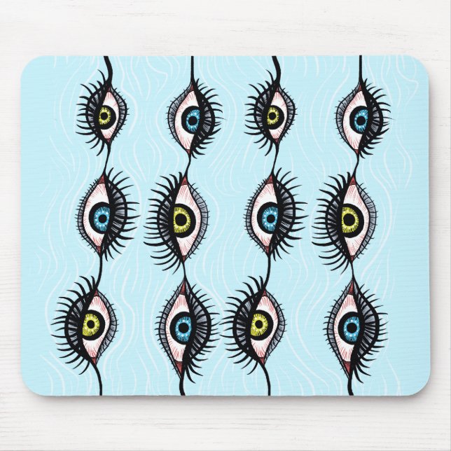 Creepy Eye Garlands Cool Surreal komisch Mousepad (Vorne)