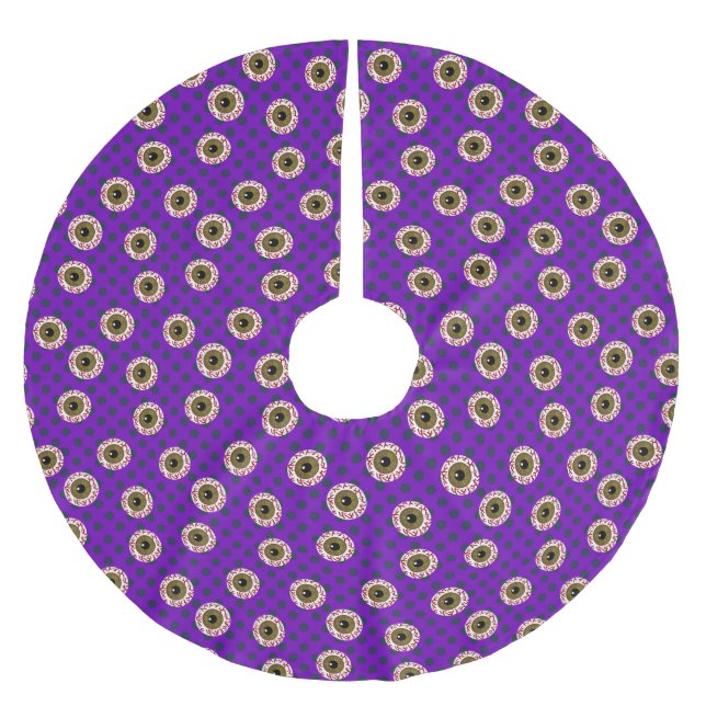 Creepy Eyeballs Halloween Tree Skirt Decke Polyester Weihnachtsbaumdecke (Vorderseite)