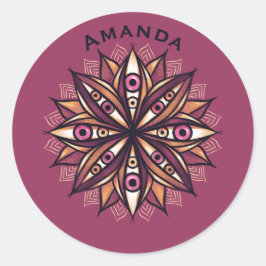 Creepy Eyes Psychedelic Blume Trippy Name Runder Aufkleber