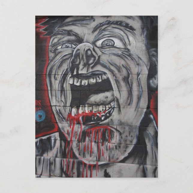 Creepy Face Graffiti Postkarte (Vorderseite)