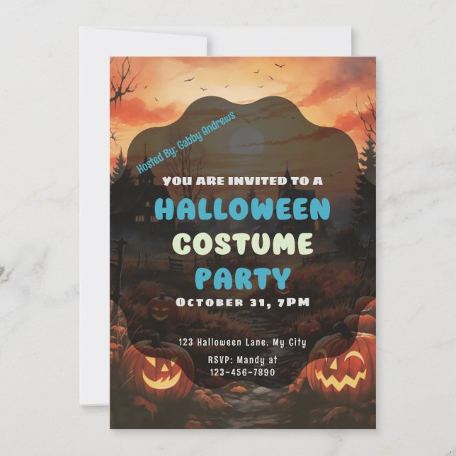 Creepy Field of Jack-O' Lanterns Halloween Einladung (Vorderseite)