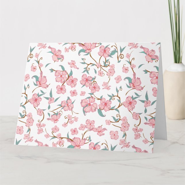 Creepy Flowers Pattern Dankeskarte (Vorderseite)
