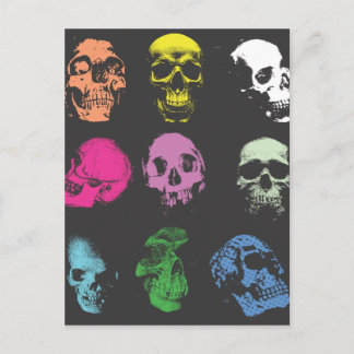 Creepy Fluo Skulls Postkarte