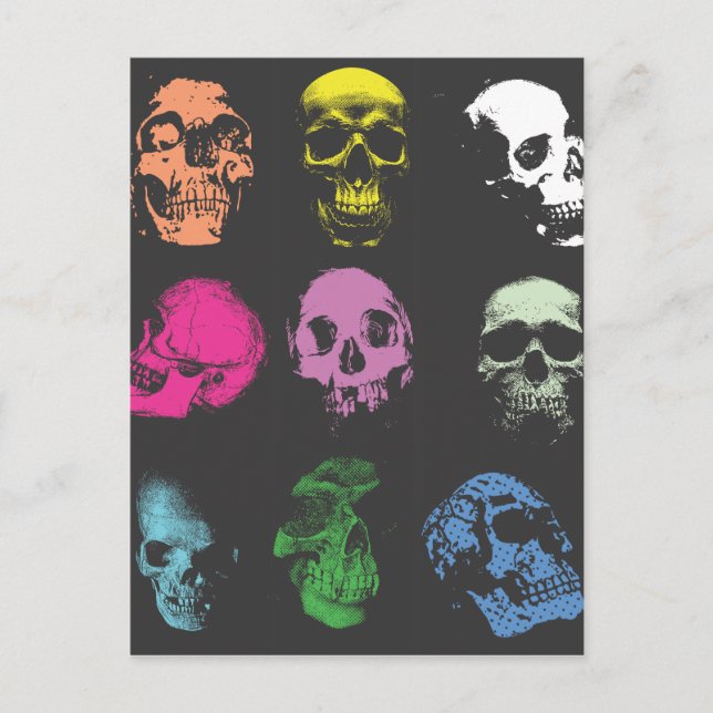 Creepy Fluo Skulls Postkarte (Vorderseite)