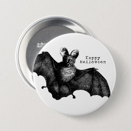 Creepy Flying Vintag Bat Halloween Button
