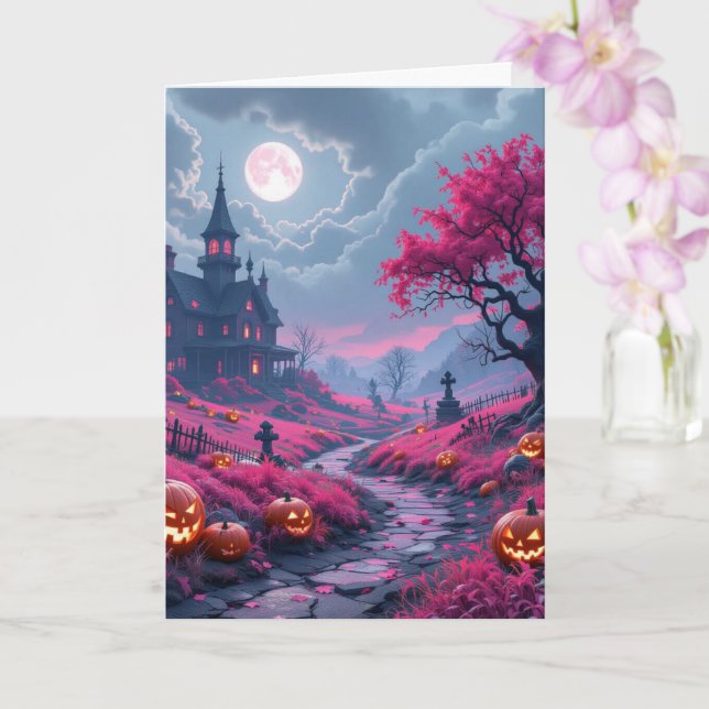 Creepy Fuchsia halloween mansion Karte (Orchidee)