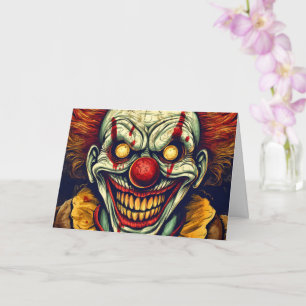 Creepy Funhouse Carnival Clown Happy Halloween Karte
