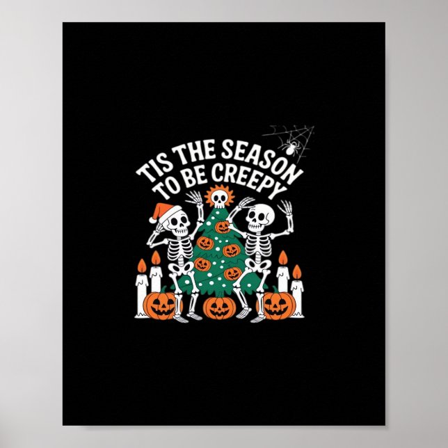 Creepy Funny Skeleton Halloween Spooky Poster (Vorne)