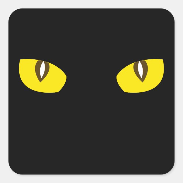 Creepy-gelbe Katzenaugen Todesstarre Halloween-Gef Quadratischer Aufkleber (Vorderseite)