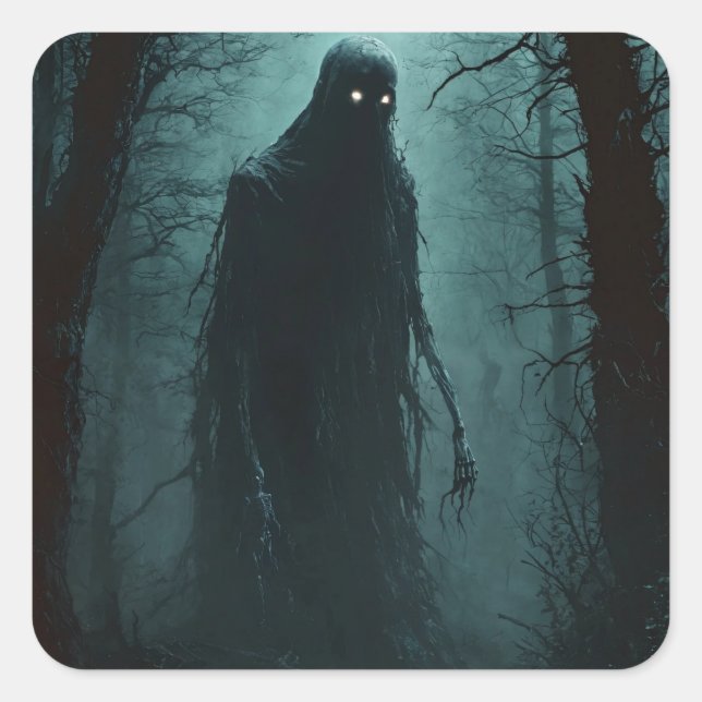 Creepy Ghost Quadratischer Aufkleber (Vorderseite)