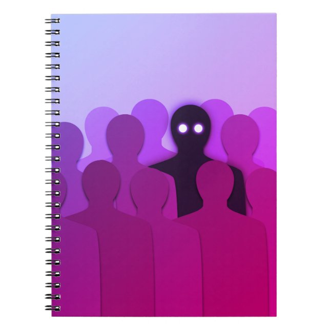 Creepy Ghost Spooky Art Psychedelic Lila Notizblock (Vorderseite)