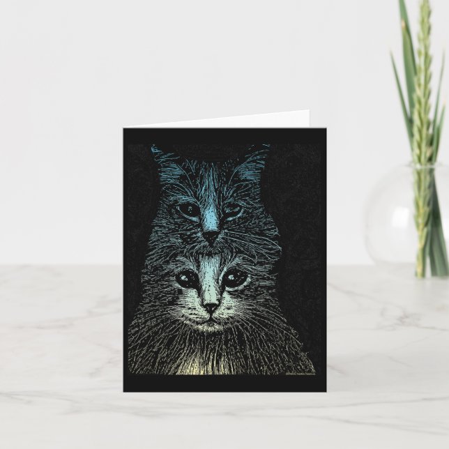 Creepy Goth Vintage Kunstgotik Katze Karte (Vorderseite)