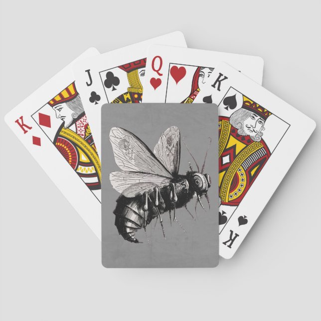 Creepy Gothic Bee Skull Wings Insekt Spielkarten (Rückseite)