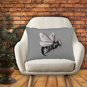Creepy Gothic Bee Skull Wings Insekt Zierkissen