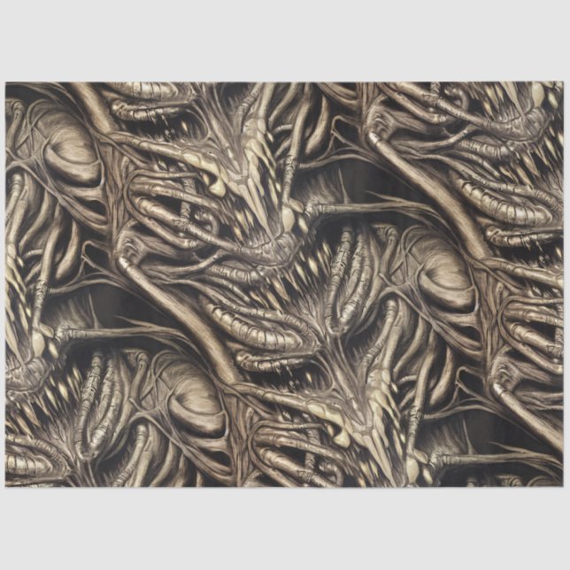 Creepy Gothic Horror Demon Biomatter Seidenpapier (Vorderseite)