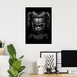Creepy Gothic Kid, Chibi, Puppe Beängstigende Wand Poster
