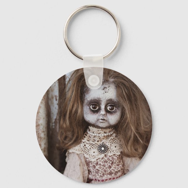 Creepy Gothic Porcelain Puppe Viktorianisch Goth Schlüsselanhänger (Vorderseite)