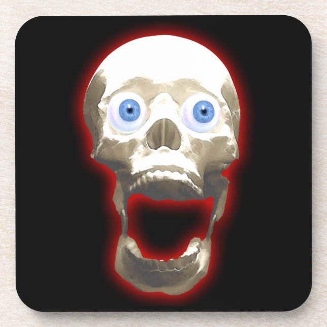 Creepy Gothic Screaming Skull Art Untersetzer (Vorderseite)