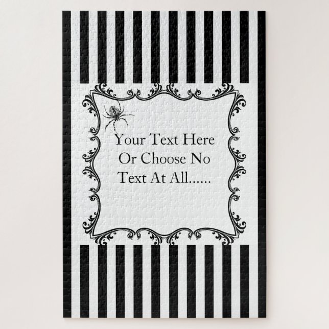 Creepy Gothic Spider Drawing Black & White Stripes (Vertikal)