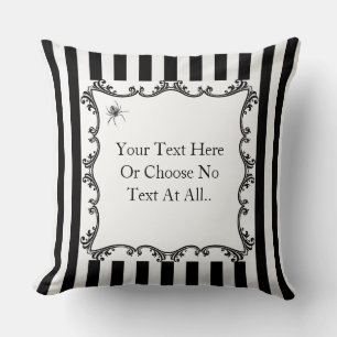 Creepy Gothic Spider Drawing Black & White Stripes Kissen