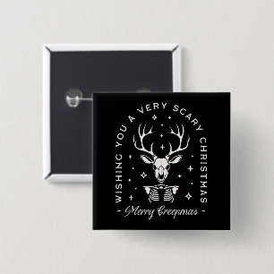 Creepy gothy dunkle Weihnachtsrentiere Skelett Button