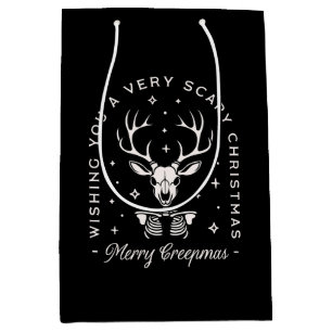 Creepy gothy dunkle Weihnachtsrentiere Skelett Mittlere Geschenktüte