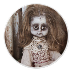 Creepy gotische Porzellan-Puppe viktorianisches Keramikknauf