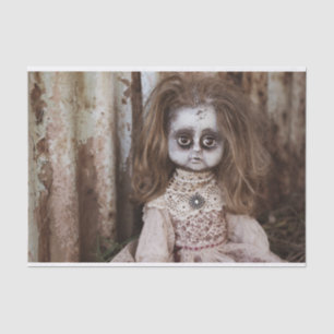 Creepy gotische Porzellan-Puppe viktorianisches Seidenpapier