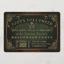 Creepy Green & Gold Happy Halloween Party Einladun Einladung