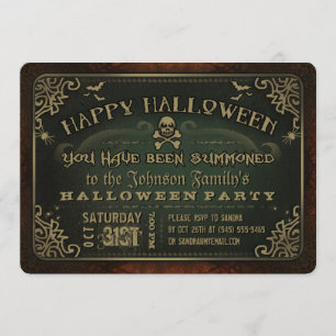 Creepy Green & Gold Happy Halloween Party Einladun Einladung