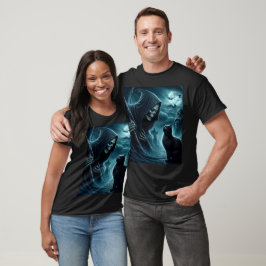 Creepy Grim Reeper und Black Cat Unisex T-Shirt