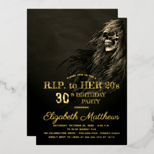 Creepy Hair Skull RIP zu ihrer 20er Geburtstagspar Folieneinladung
