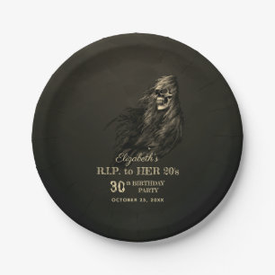 Creepy Hair Skull RIP zu ihrer 20er Geburtstagspar Pappteller
